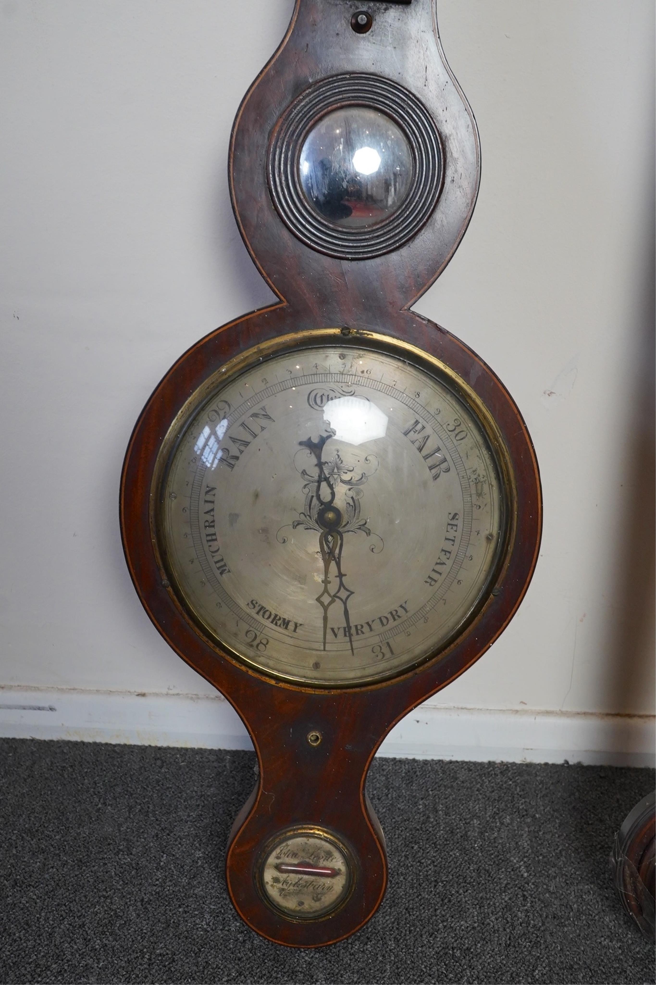 A George III mahogany stick barometer signed Garoe & Co. Edinburgh